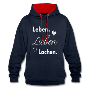 3L - Frauen Kontrast-Hoodie - Navy/Rot