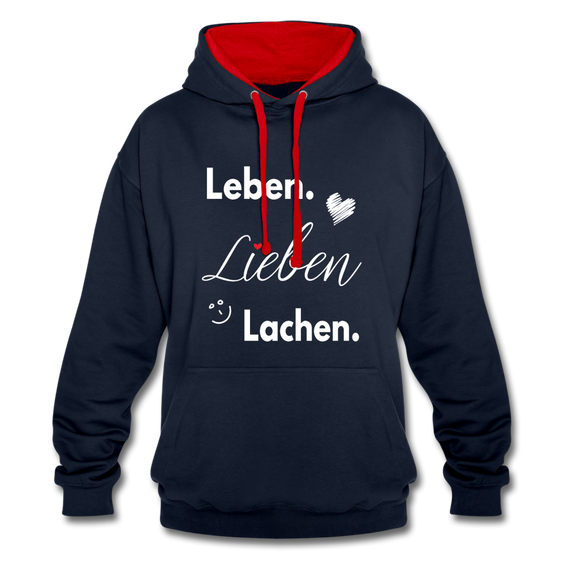 3L - Frauen Kontrast-Hoodie - Navy/Rot