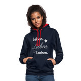 3L - Frauen Kontrast-Hoodie - Navy/Rot