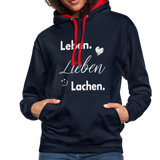 3L - Frauen Kontrast-Hoodie - Navy/Rot