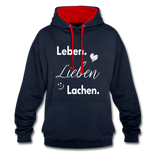 3L - Frauen Kontrast-Hoodie - Navy/Rot