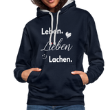 3L - Frauen Kontrast-Hoodie - Navy/Grau meliert