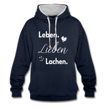 3L - Frauen Kontrast-Hoodie - Navy/Grau meliert