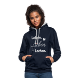 3L - Frauen Kontrast-Hoodie - Navy/Grau meliert