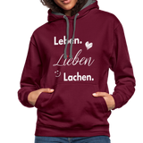 3L - Frauen Kontrast-Hoodie - Weinrot/Anthrazit