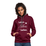 3L - Frauen Kontrast-Hoodie - Weinrot/Anthrazit