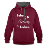 3L - Frauen Kontrast-Hoodie - Weinrot/Anthrazit