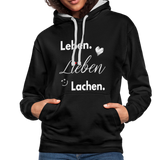 3L - Frauen Kontrast-Hoodie - Schwarz/Grau meliert