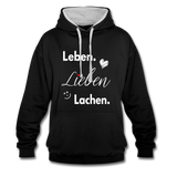 3L - Frauen Kontrast-Hoodie - Schwarz/Grau meliert