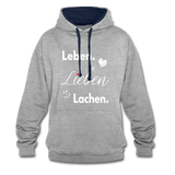 3L - Frauen Kontrast-Hoodie - Grau meliert/Navy