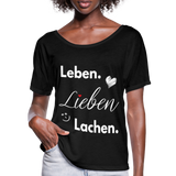 3L - Frauen T-Shirt mit Fledermausärmeln von Bella + Canvas - Schwarz