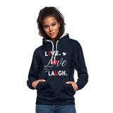 3L - Frauen Kontrast-Hoodie - Navy/Grau meliert