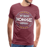 Nordsee Beaches - Männer Premium T-Shirt - Bordeauxrot meliert