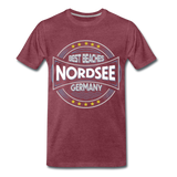 Nordsee Beaches - Männer Premium T-Shirt - Bordeauxrot meliert