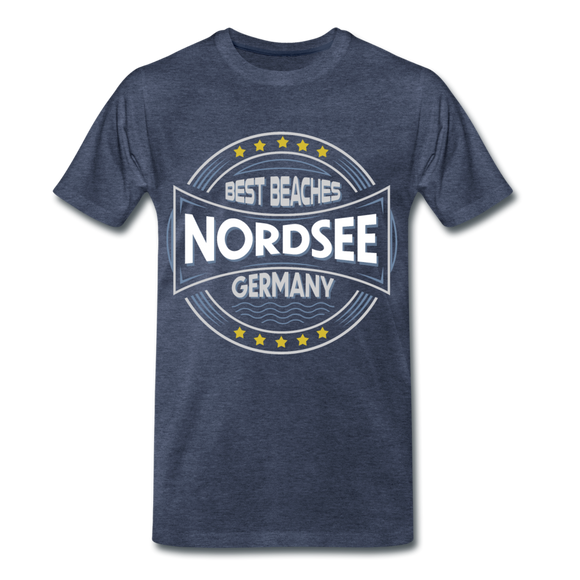 Nordsee Beaches - Männer Premium T-Shirt - Blau meliert