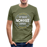 Nordsee Beaches - Männer Slim Fit T-Shirt - khaki Grün