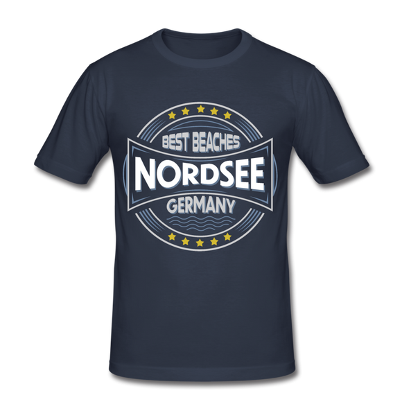 Nordsee Beaches - Männer Slim Fit T-Shirt - Navy