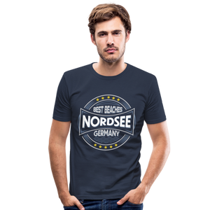 Nordsee Beaches - Männer Slim Fit T-Shirt - Navy