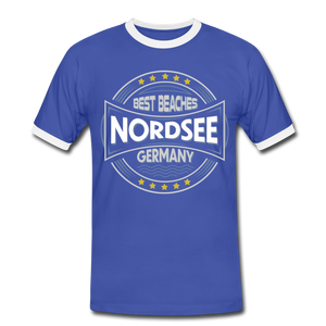 Nordsee Beaches - Männer Kontrast-T-Shirt - Blau/Weiß