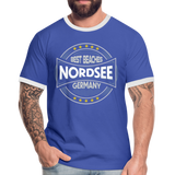 Nordsee Beaches - Männer Kontrast-T-Shirt - Blau/Weiß