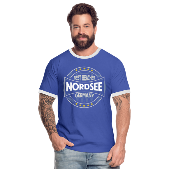 Nordsee Beaches - Männer Kontrast-T-Shirt - Blau/Weiß