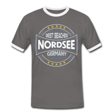 Nordsee Beaches - Männer Kontrast-T-Shirt - Dunkelgrau/Weiß