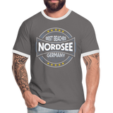 Nordsee Beaches - Männer Kontrast-T-Shirt - Dunkelgrau/Weiß