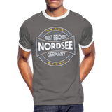 Nordsee Beaches - Männer Kontrast-T-Shirt - Dunkelgrau/Weiß