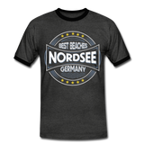 Nordsee Beaches - Männer Kontrast-T-Shirt - Anthrazit/Schwarz