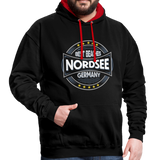 Nordsee Beaches - Männer Kontrast-Hoodie - Schwarz/Rot