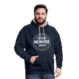 Nordsee Beaches - Männer Kontrast-Hoodie - Navy/Grau meliert