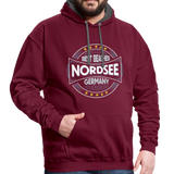 Nordsee Beaches - Männer Kontrast-Hoodie - Weinrot/Anthrazit