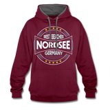 Nordsee Beaches - Männer Kontrast-Hoodie - Weinrot/Anthrazit