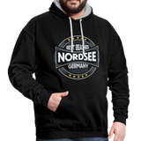 Nordsee Beaches - Männer Kontrast-Hoodie - Schwarz/Grau meliert