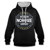 Nordsee Beaches - Männer Kontrast-Hoodie - Schwarz/Grau meliert