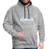 Nordsee Beaches - Männer Kontrast-Hoodie - Grau meliert/Navy