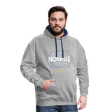 Nordsee Beaches - Männer Kontrast-Hoodie - Grau meliert/Navy