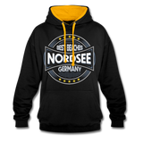 Nordsee Beaches - Männer Kontrast-Hoodie - Schwarz/Gold