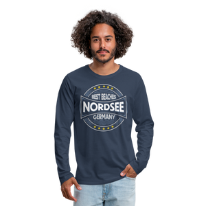 Nordsee Beaches - Männer Premium Langarmshirt - Bordeauxrot meliert