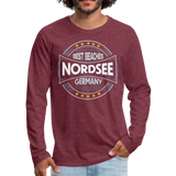 Nordsee Beaches - Männer Premium Langarmshirt - Bordeauxrot meliert