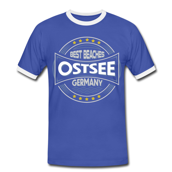 Ostsee Beaches - Männer Kontrast-T-Shirt - Blau/Weiß