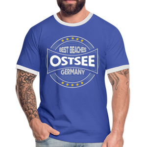 Ostsee Beaches - Männer Kontrast-T-Shirt - Blau/Weiß