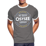 Ostsee Beaches - Männer Kontrast-T-Shirt - Dunkelgrau/Weiß