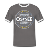 Ostsee Beaches - Männer Kontrast-T-Shirt - Dunkelgrau/Weiß