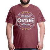 Ostsee Beaches - Männer Premium T-Shirt - Bordeauxrot meliert