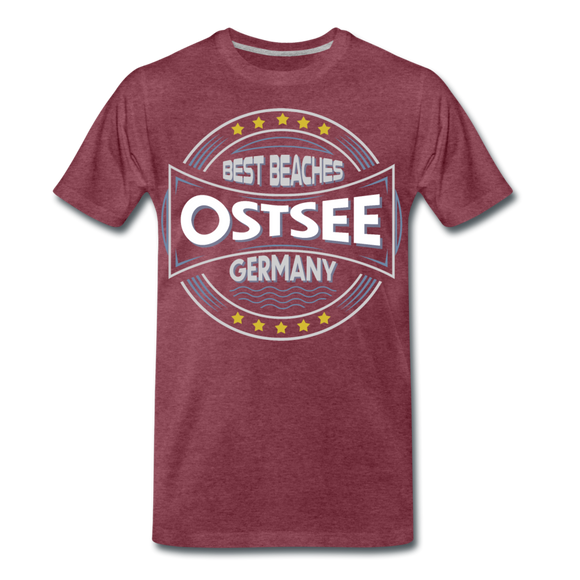 Ostsee Beaches - Männer Premium T-Shirt - Bordeauxrot meliert