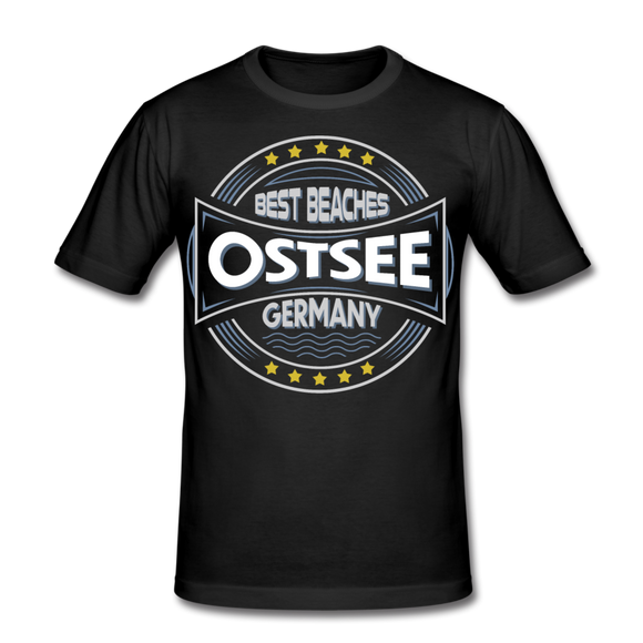 Ostsee Beaches - Männer Slim Fit T-Shirt - Schwarz