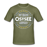 Ostsee Beaches - Männer Slim Fit T-Shirt - khaki Grün