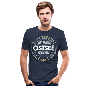 Ostsee Beaches - Männer Slim Fit T-Shirt - Schwarz