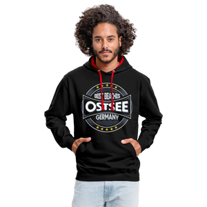 Ostsee Beaches - Männer Kontrast-Hoodie - Rot/Weiß